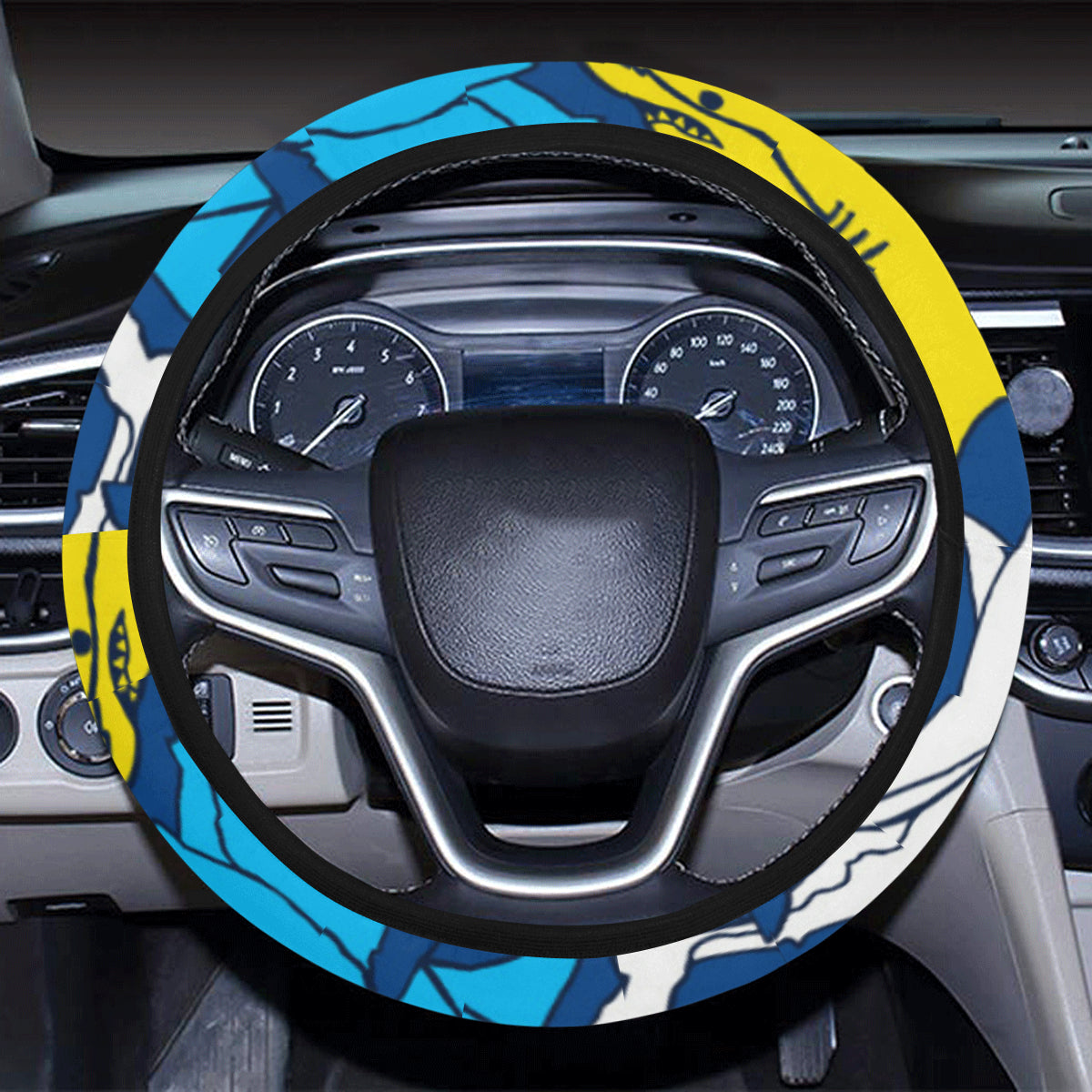 Shark Color Pattern Steering Wheel Cover with Elastic Edge
