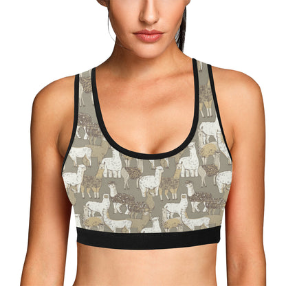 Alpaca Pattern Print Design 01 Sports Bra