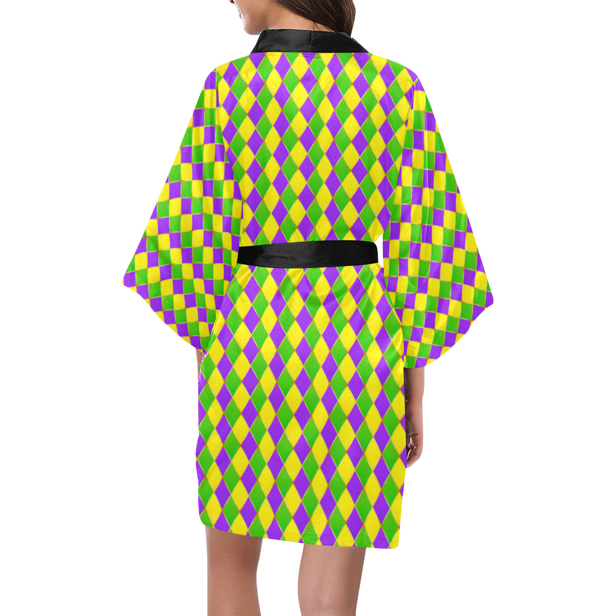 Mardi Gras Pattern Print Design 01 Women's Short Kimono