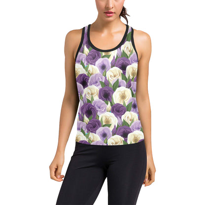 Lisianthus Pattern Print Design LT01 Women's Racerback Tank Top