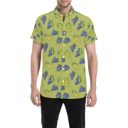 Grape Pattern Print Design GP08 Men's Short Sleeve Button Up Shirt
