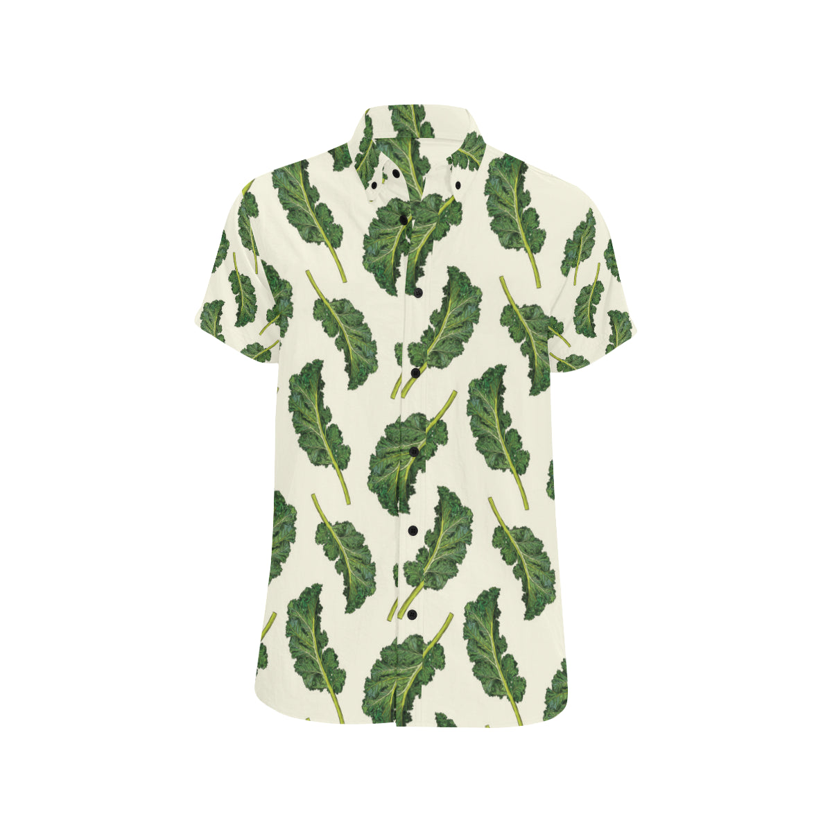 Kale Pattern Print Design 03 Men's Short Sleeve Button Up Shirt