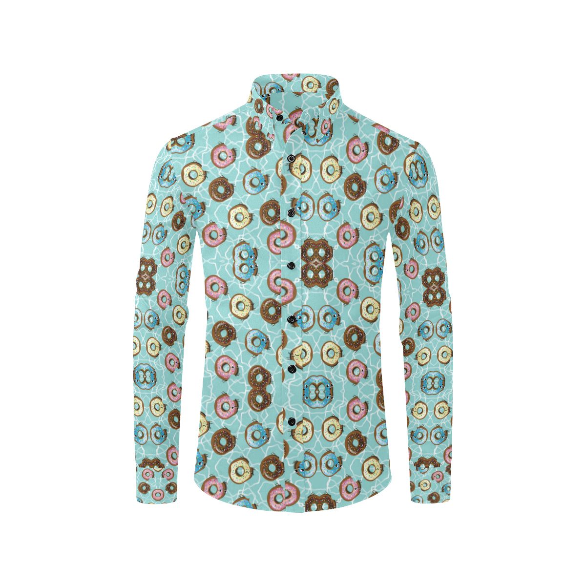 Emoji Donut Print Pattern Men's Long Sleeve Shirt