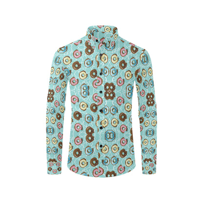 Emoji Donut Print Pattern Men's Long Sleeve Shirt