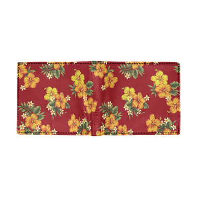 Orange Hibiscus Pattern Print Design HB026 Men's ID Card Wallet