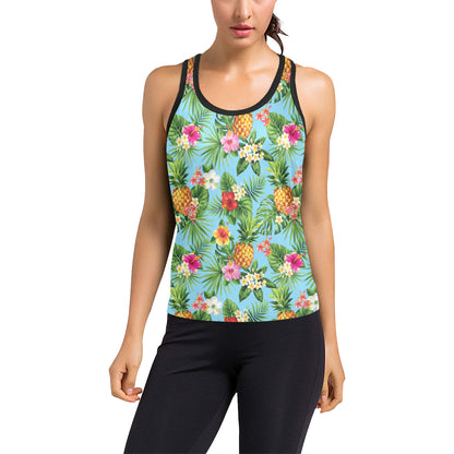 Pineapple Hawaiian flower Tropical Women's Racerback Tank Top