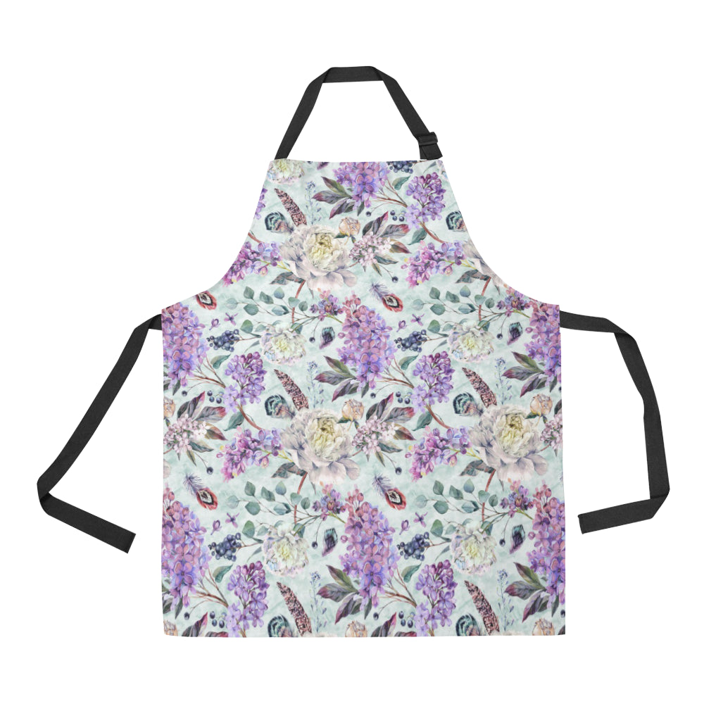 Lilac Pattern Print Design LI06 Apron with Pocket