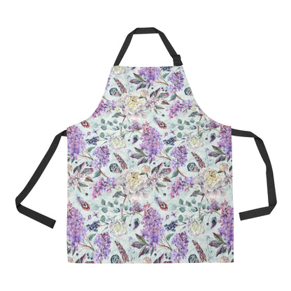 Lilac Pattern Print Design LI06 Apron with Pocket