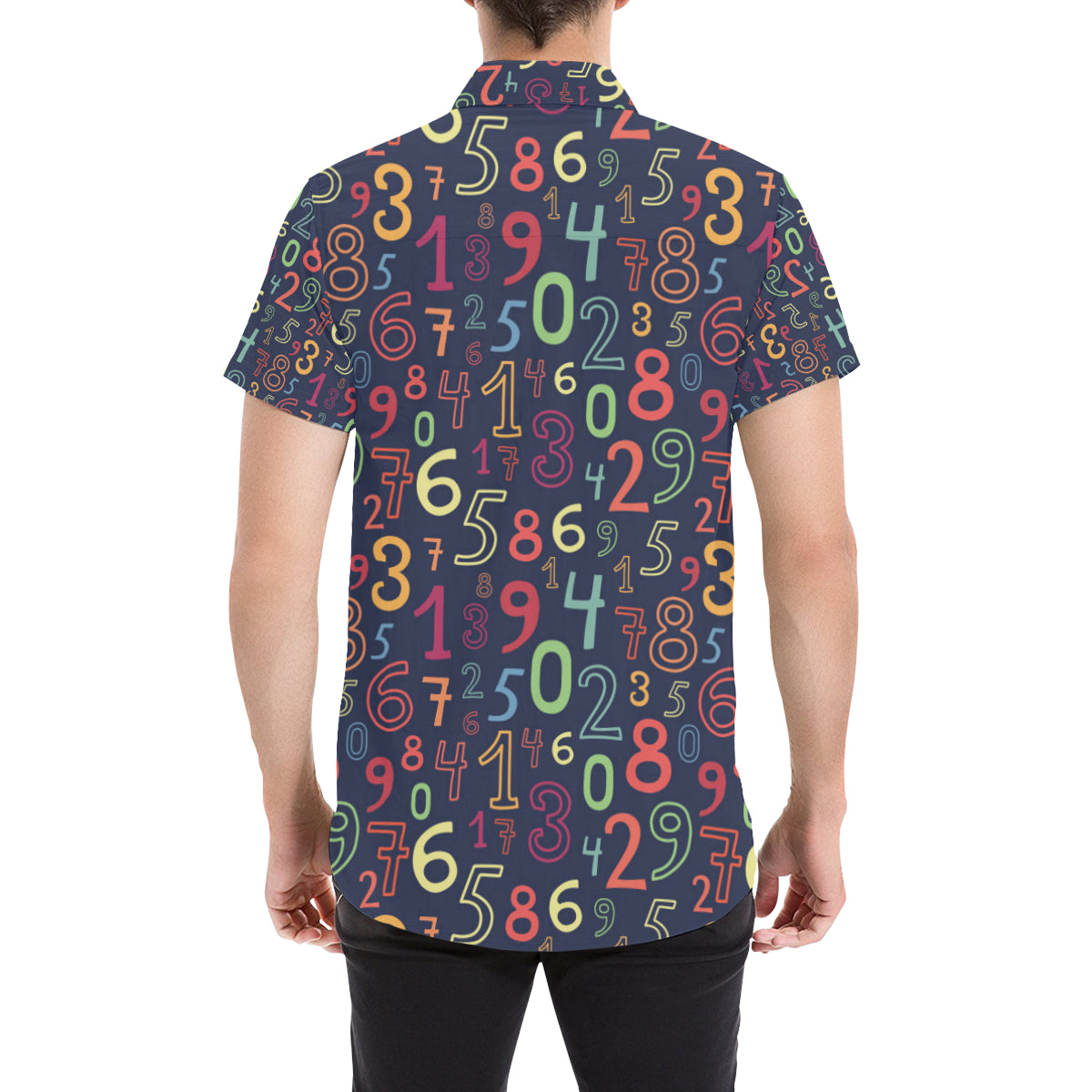 Number Pattern Print Design A01 Men's Short Sleeve Button Up Shirt