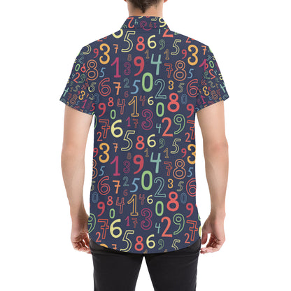 Number Pattern Print Design A01 Men's Short Sleeve Button Up Shirt