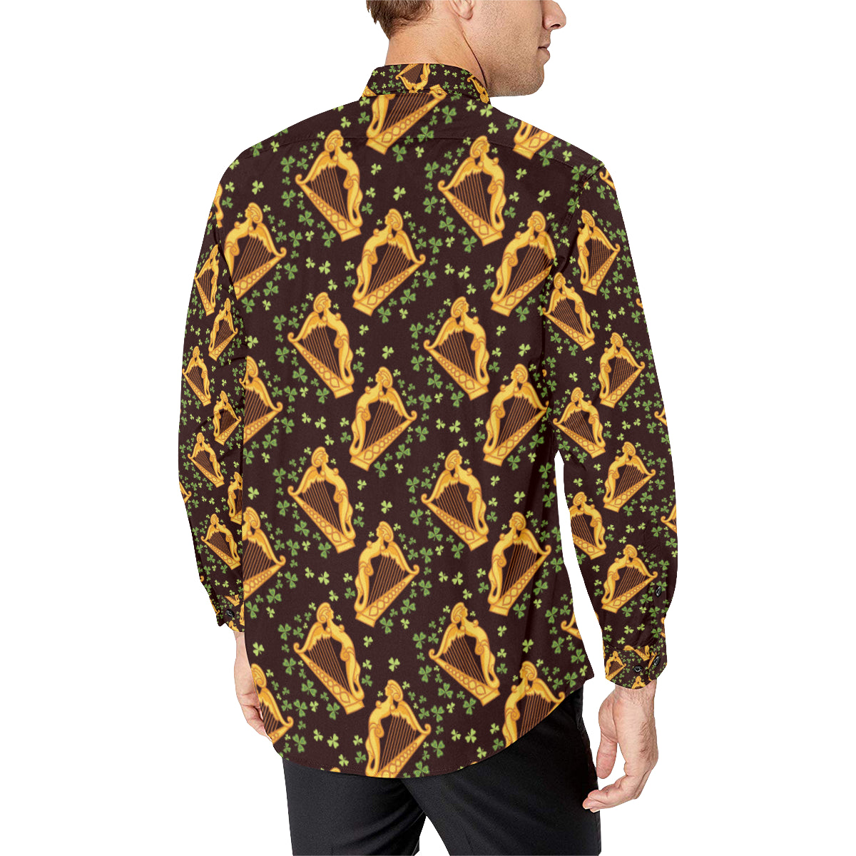 Harp Pattern Print Design 02 Men's Long Sleeve Shirt