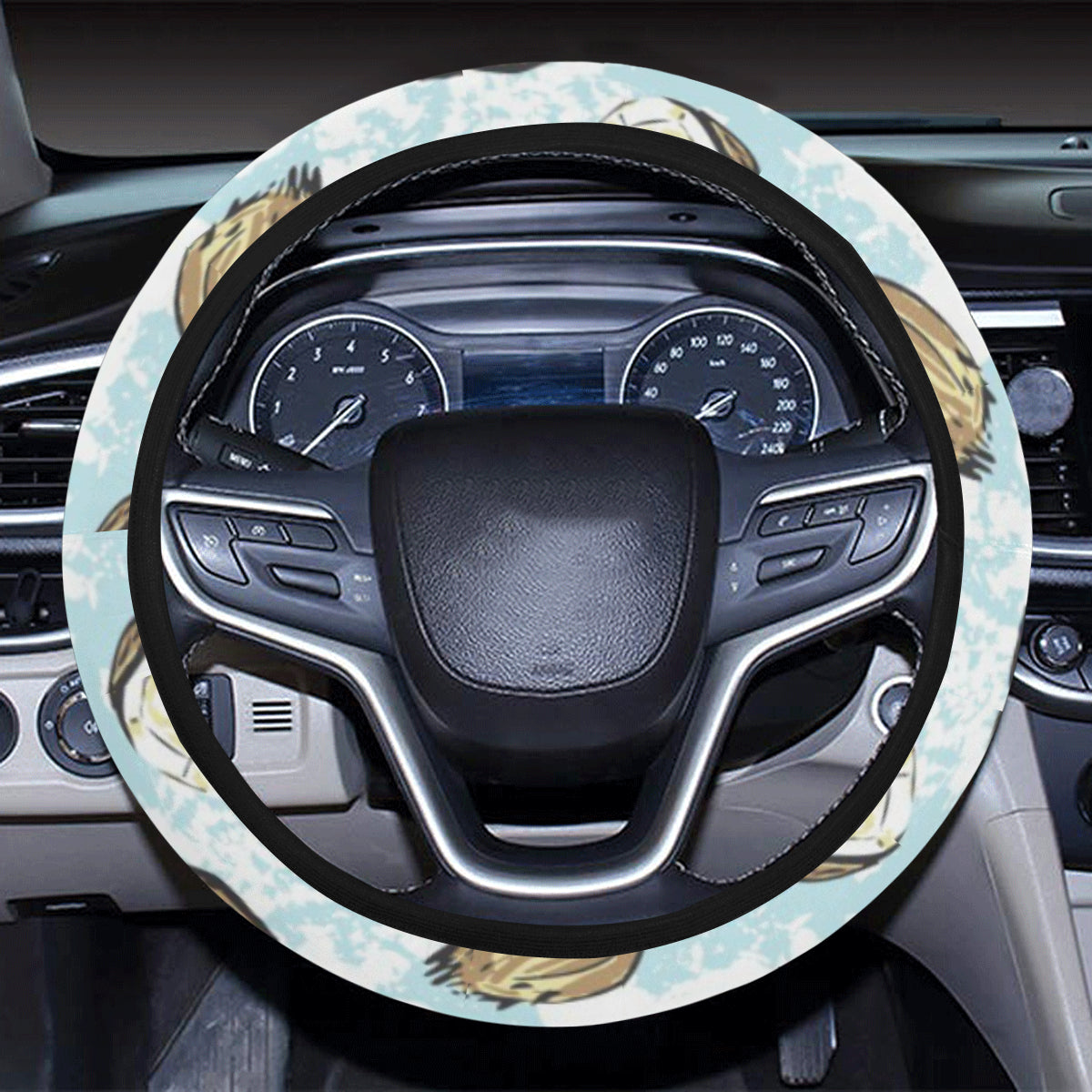 Coconut Pattern Print Design CN01 Steering Wheel Cover with Elastic Edge