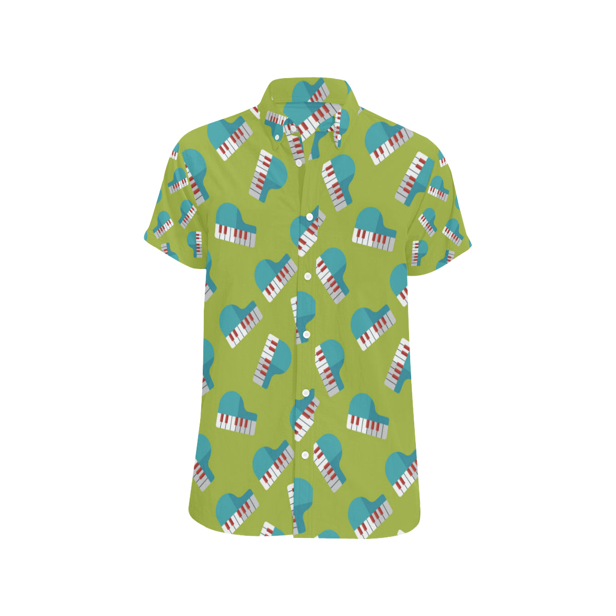 Piano Pattern Print Design 03 Men's Short Sleeve Button Up Shirt
