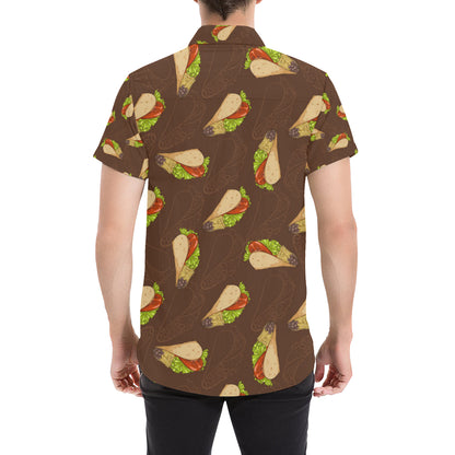 Taco Pattern Print Design TC08 Men's Short Sleeve Button Up Shirt