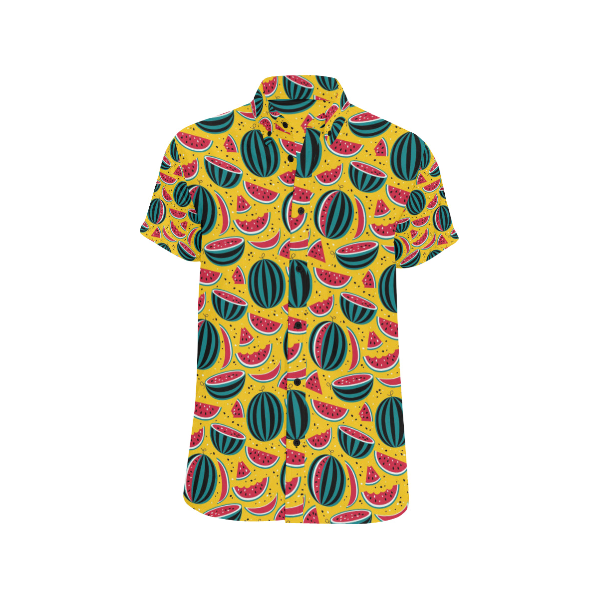 Watermelon Pattern Print Design WM02 Men's Short Sleeve Button Up Shirt
