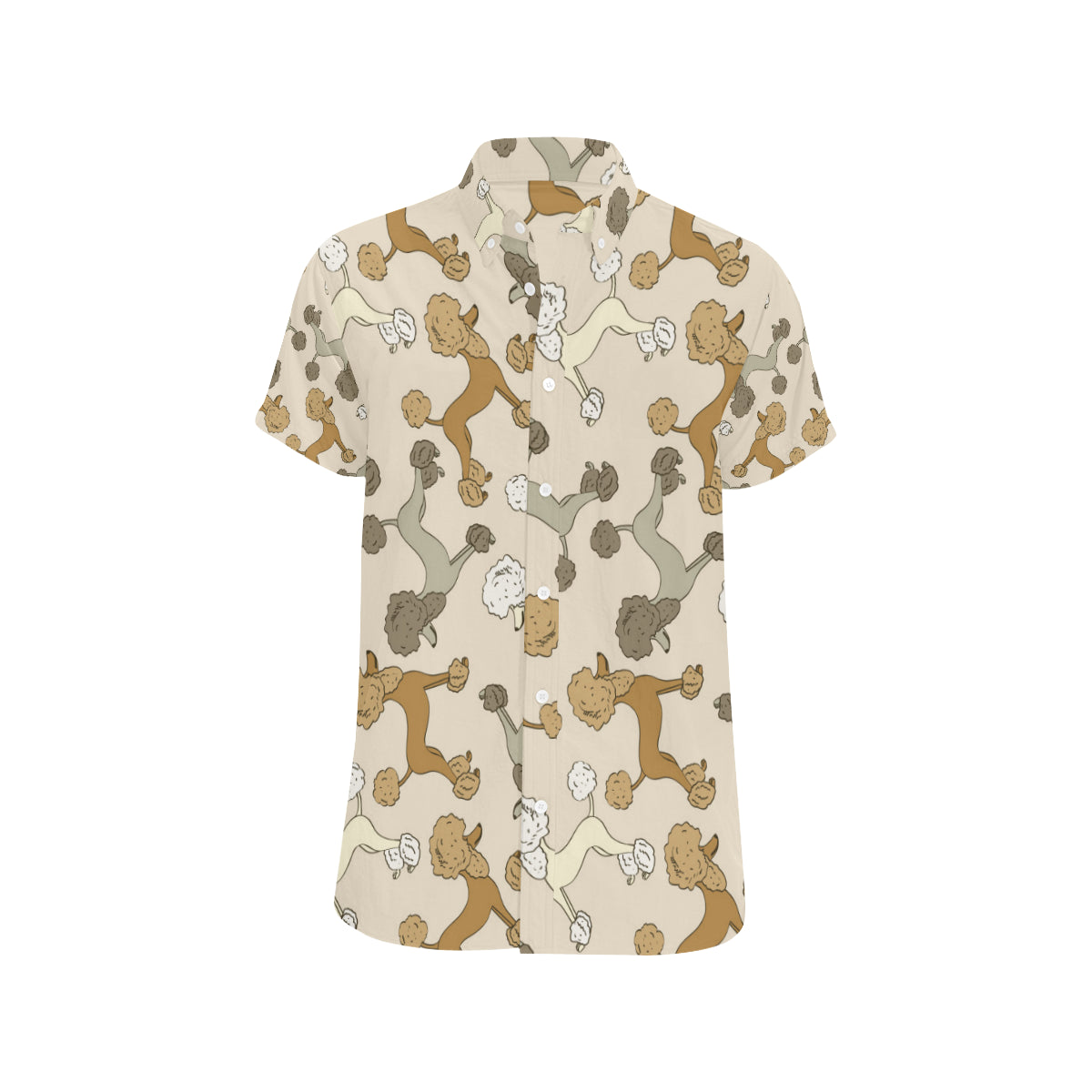 Poodle Pattern Print Design A01 Men's Short Sleeve Button Up Shirt