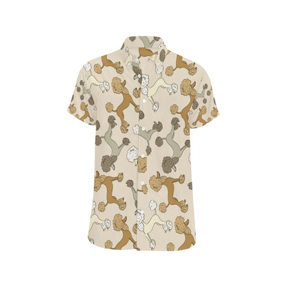 Poodle Pattern Print Design A01 Men's Short Sleeve Button Up Shirt