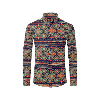 Ethnic Geometric Print Pattern Men's Long Sleeve Shirt