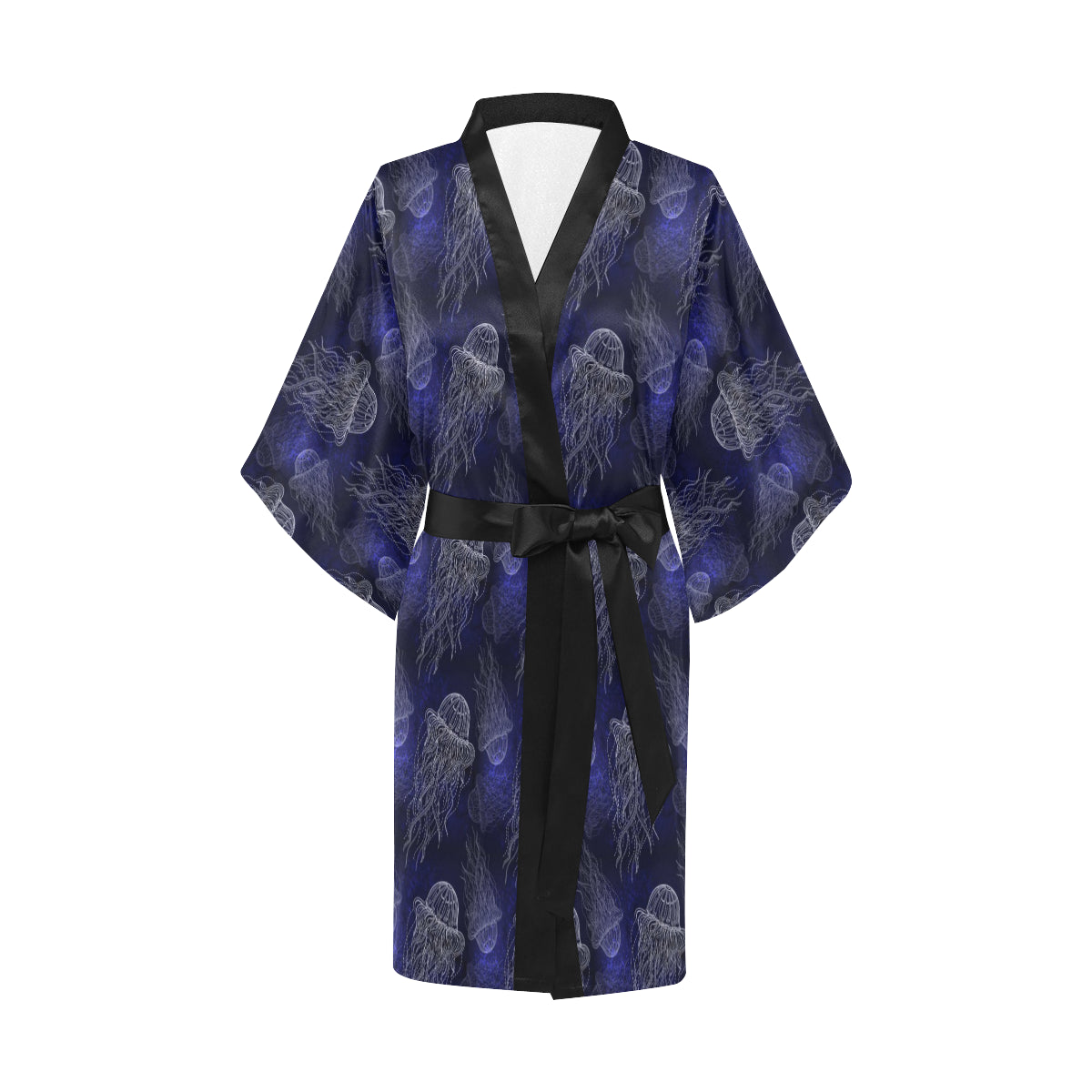 Jellyfish Pattern Print Design 02 Women's Short Kimono