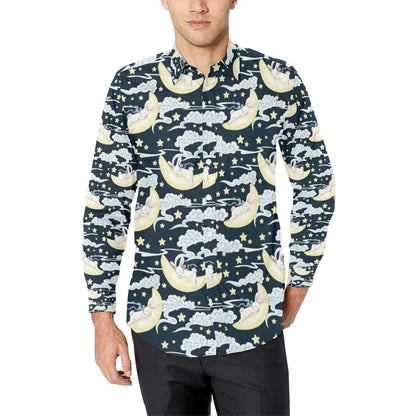 Rabbit Sleeping Pattern Print Design RB08 Men's Long Sleeve Shirt