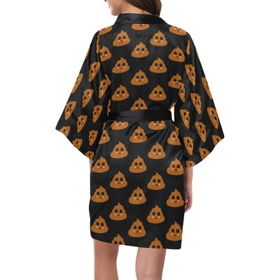 Poop Emoji Pattern Print Design A01 Women's Short Kimono