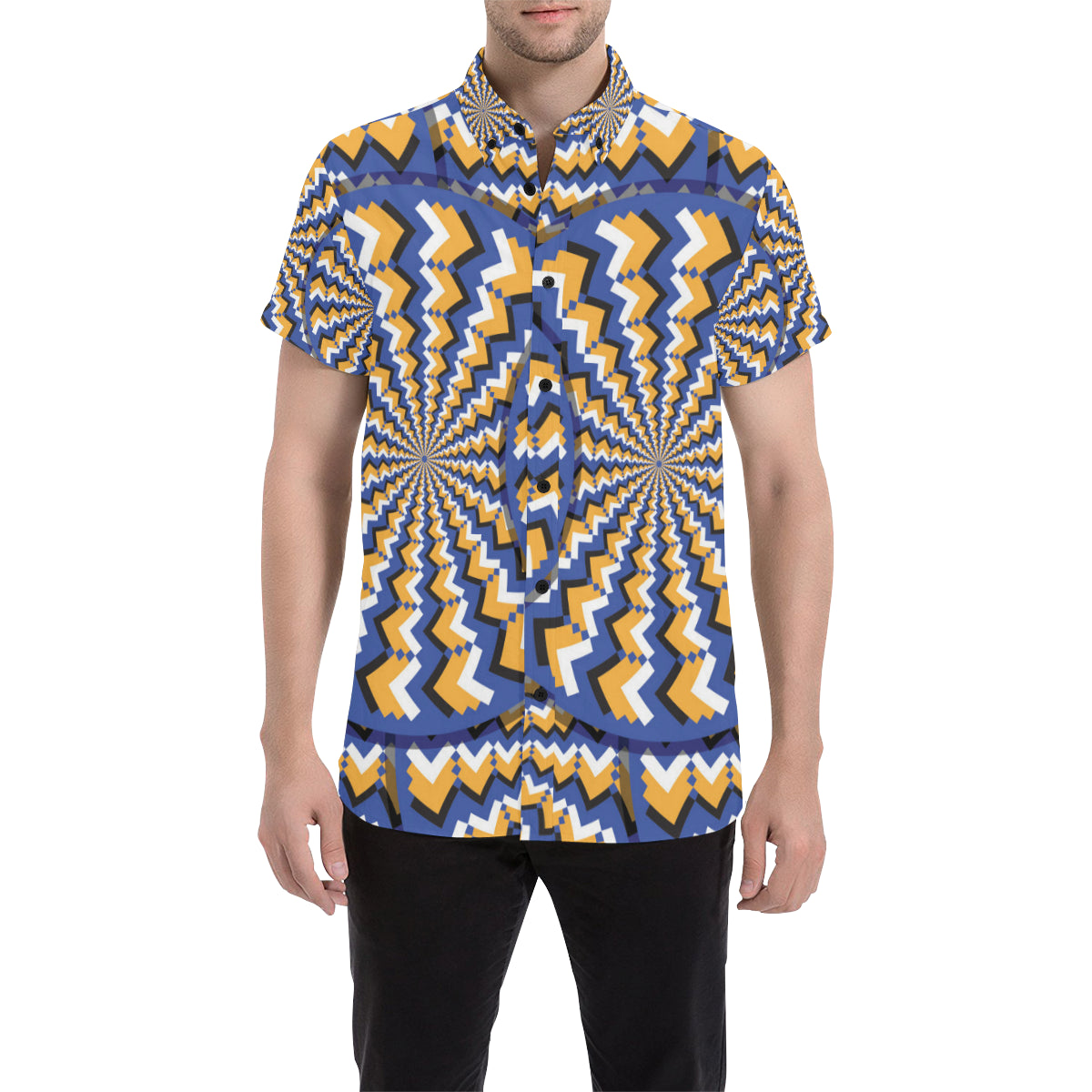 Optical illusion Pattern Print Design A01 Men's Short Sleeve Button Up Shirt