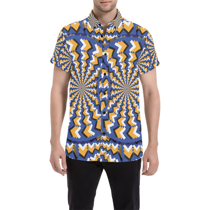 Optical illusion Pattern Print Design A01 Men's Short Sleeve Button Up Shirt