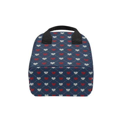 Heart Knit Pattern Print Design HE05 Insulated Lunch Bag