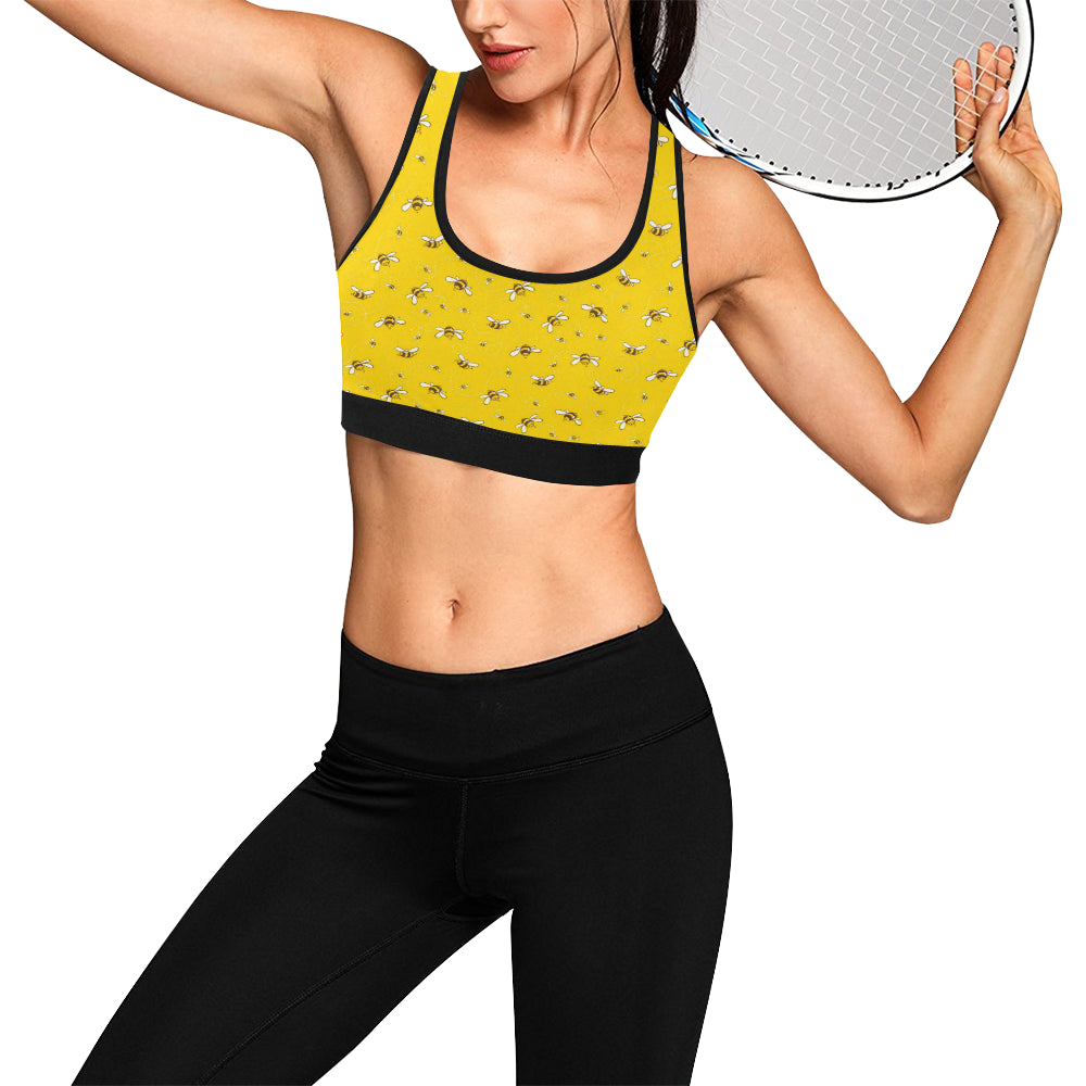 Bee Pattern Print Design 05 Sports Bra