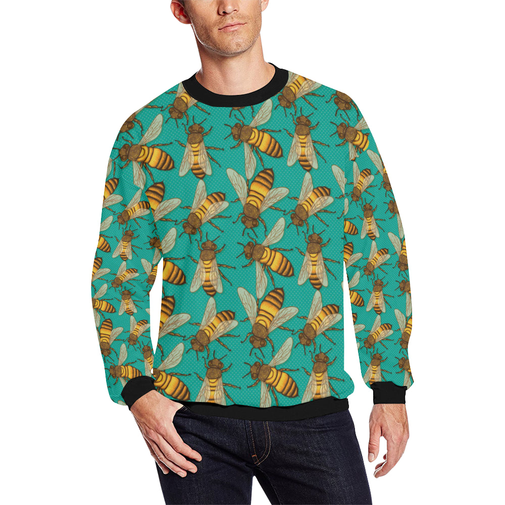 Bee Pattern Print Design BEE04 Men Long Sleeve Sweatshirt