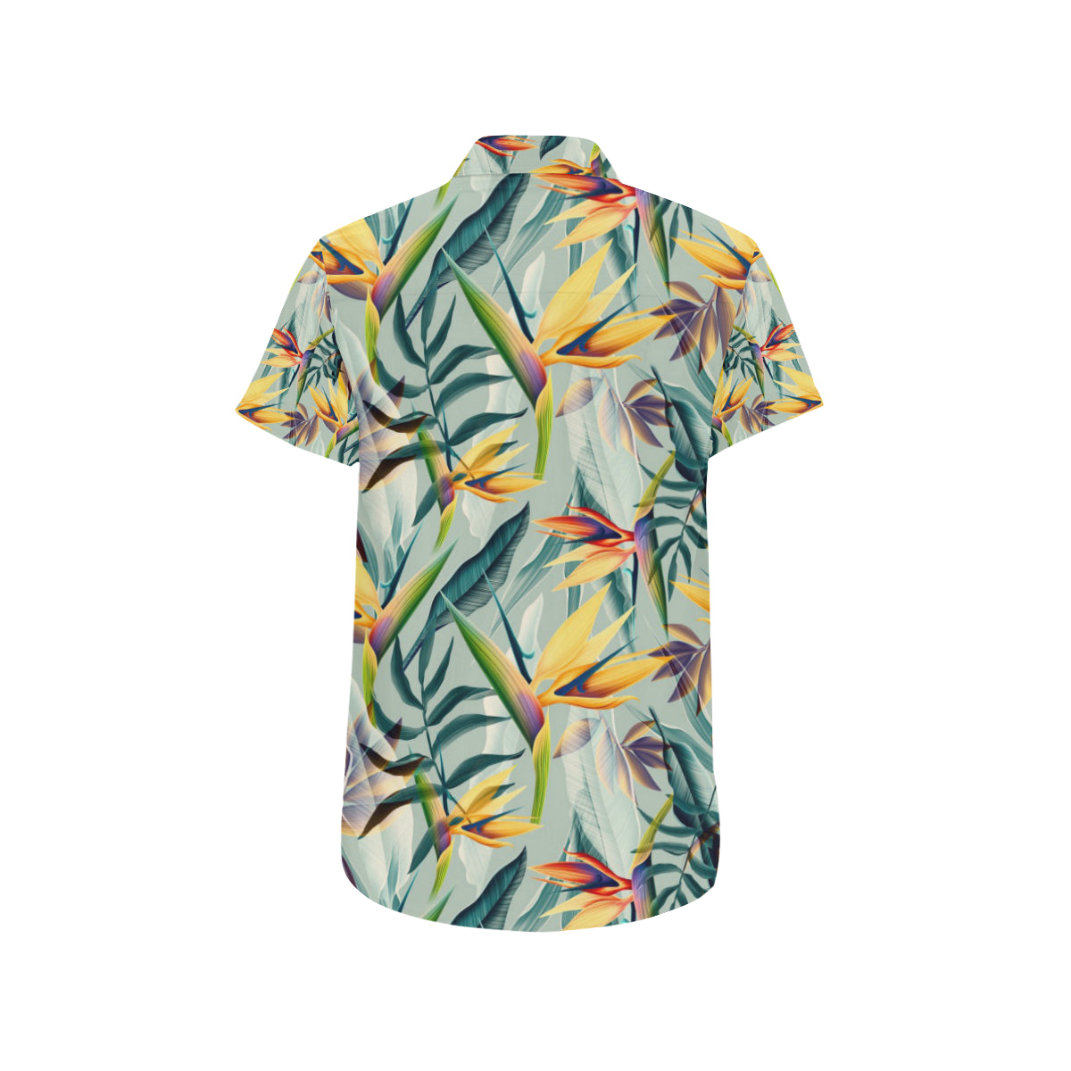 Tropical Flower Pattern Print Design TF022 Men's Short Sleeve Button Up Shirt