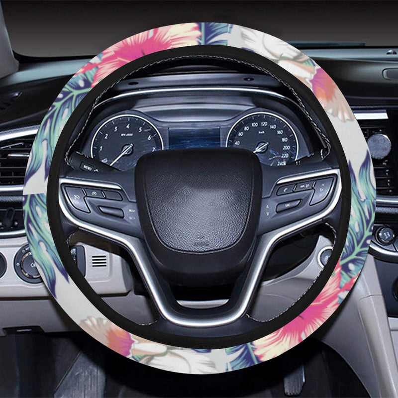 Hibiscus Print Steering Wheel Cover with Elastic Edge