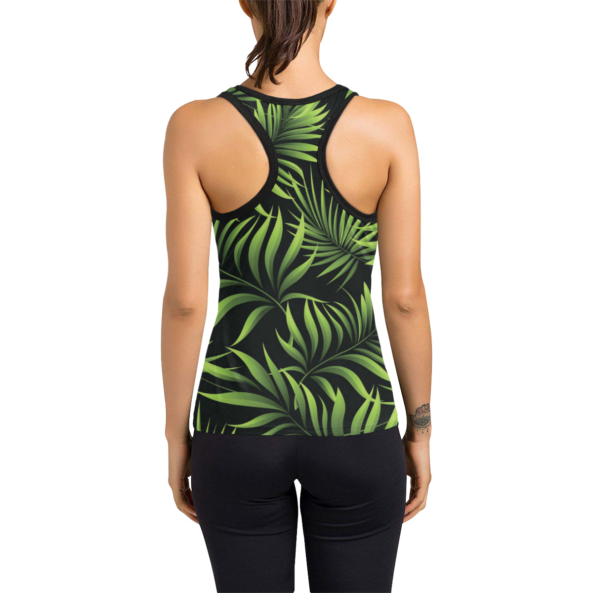 Palm Leaves Pattern Print Design PL07 Women's Racerback Tank Top