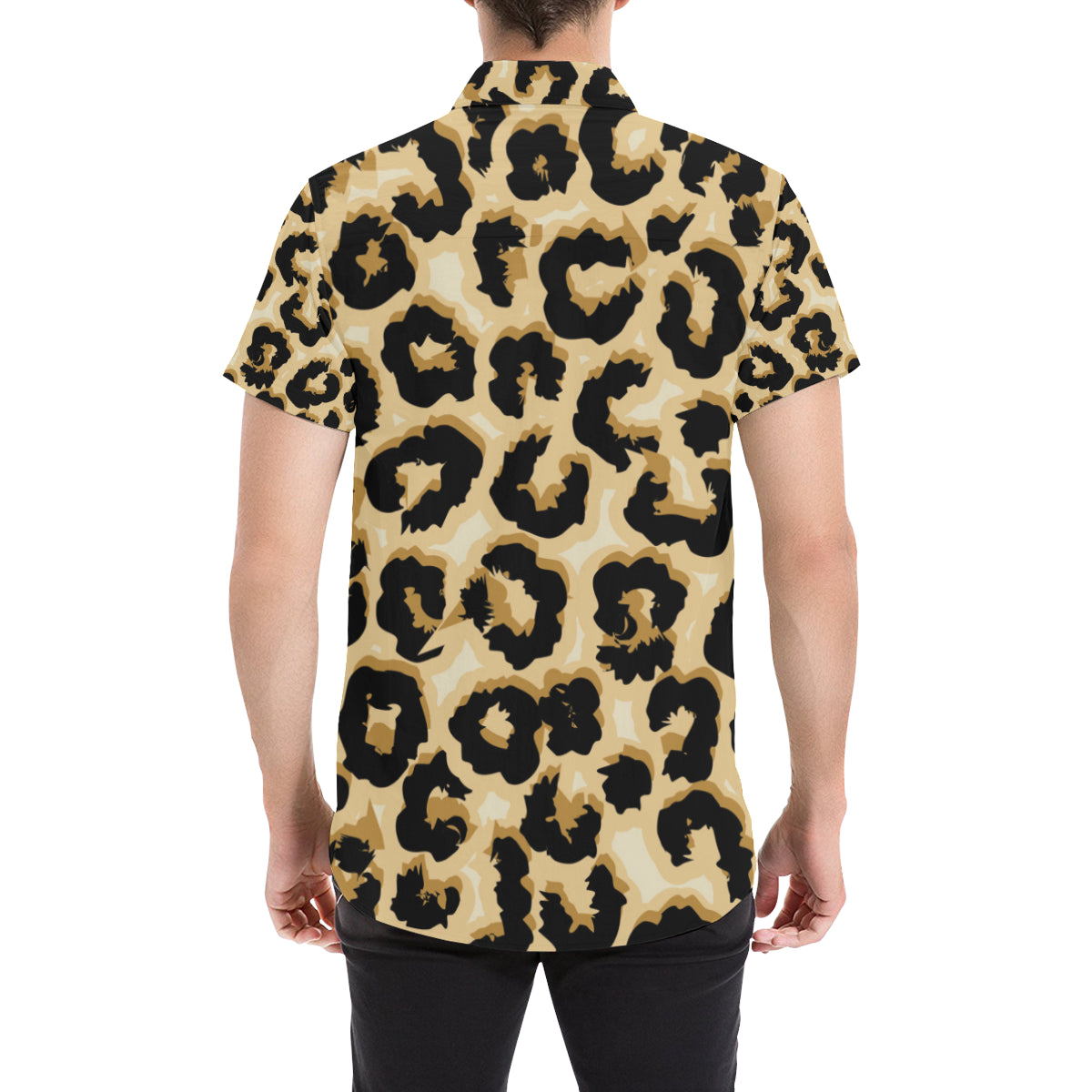 Jaguar Skin Pattern Print Design 02 Men's Short Sleeve Button Up Shirt