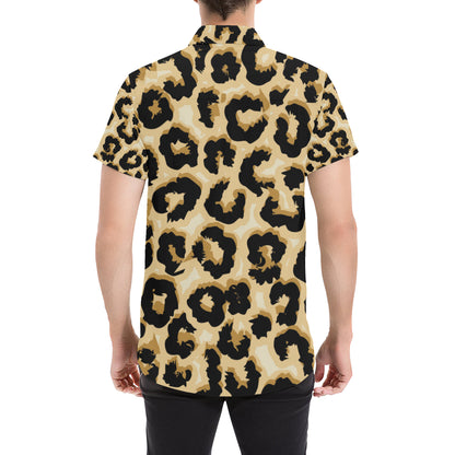 Jaguar Skin Pattern Print Design 02 Men's Short Sleeve Button Up Shirt