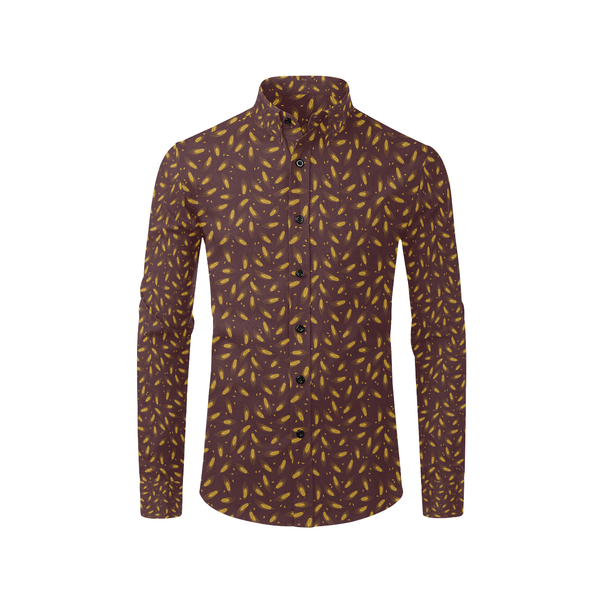 Agricultural Gold Wheat Print Pattern Men's Long Sleeve Shirt