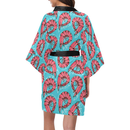 Prawn Pattern Print Design 01 Women's Short Kimono