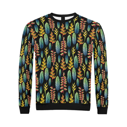 Heliconia Pattern Print Design HL03 Men Long Sleeve Sweatshirt