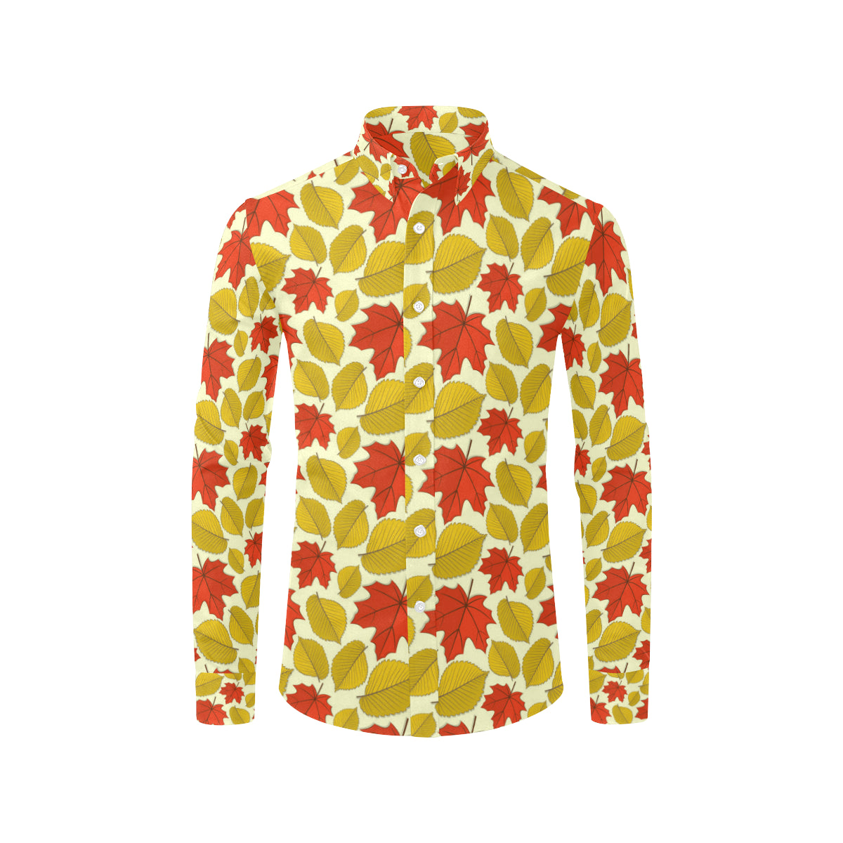 Elm Maple Leave Print Pattern Men's Long Sleeve Shirt
