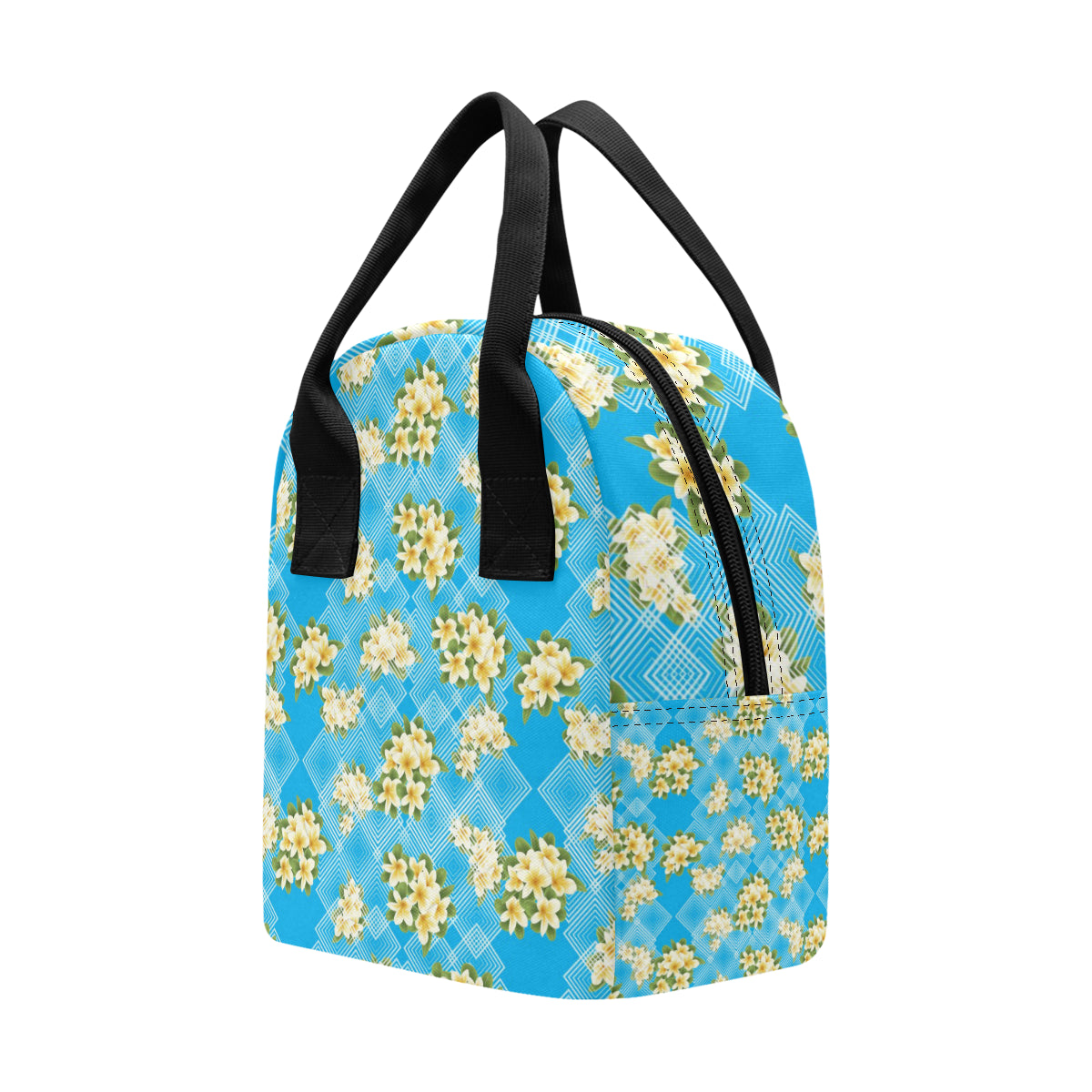 Yellow Plumeria Design Print Pattern Insulated Lunch Bag