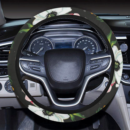 Anemone Pattern Print Design AM07 Steering Wheel Cover with Elastic Edge