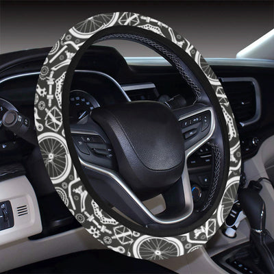 Bicycle Tools Pattern Print Design 02 Steering Wheel Cover with Elastic Edge