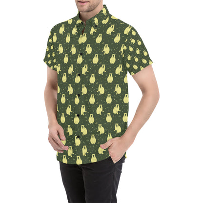 Capybara Pattern Print Design 03 Men's Short Sleeve Button Up Shirt