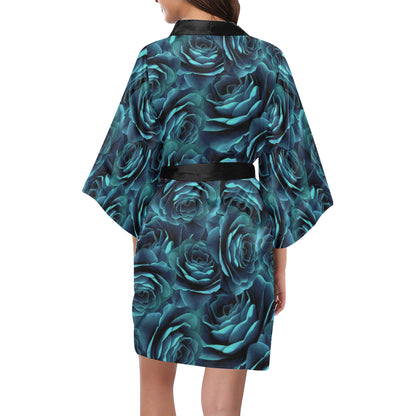 Camellia Pattern Print Design CM04 Women's Short Kimono
