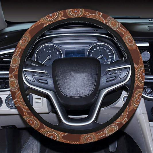 Aboriginal Pattern Print Design 03 Steering Wheel Cover with Elastic Edge