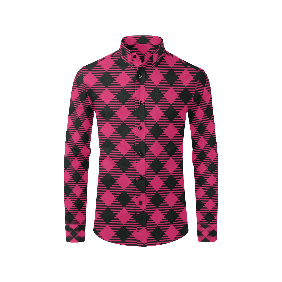 Buffalo check Pink Pattern Print Design 01 Men's Long Sleeve Shirt