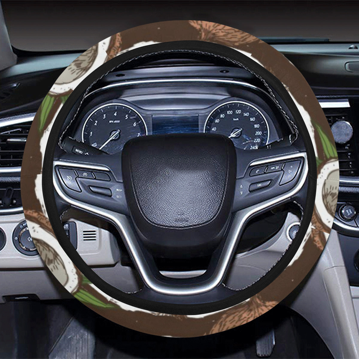 Coconut Pattern Print Design CN04 Steering Wheel Cover with Elastic Edge
