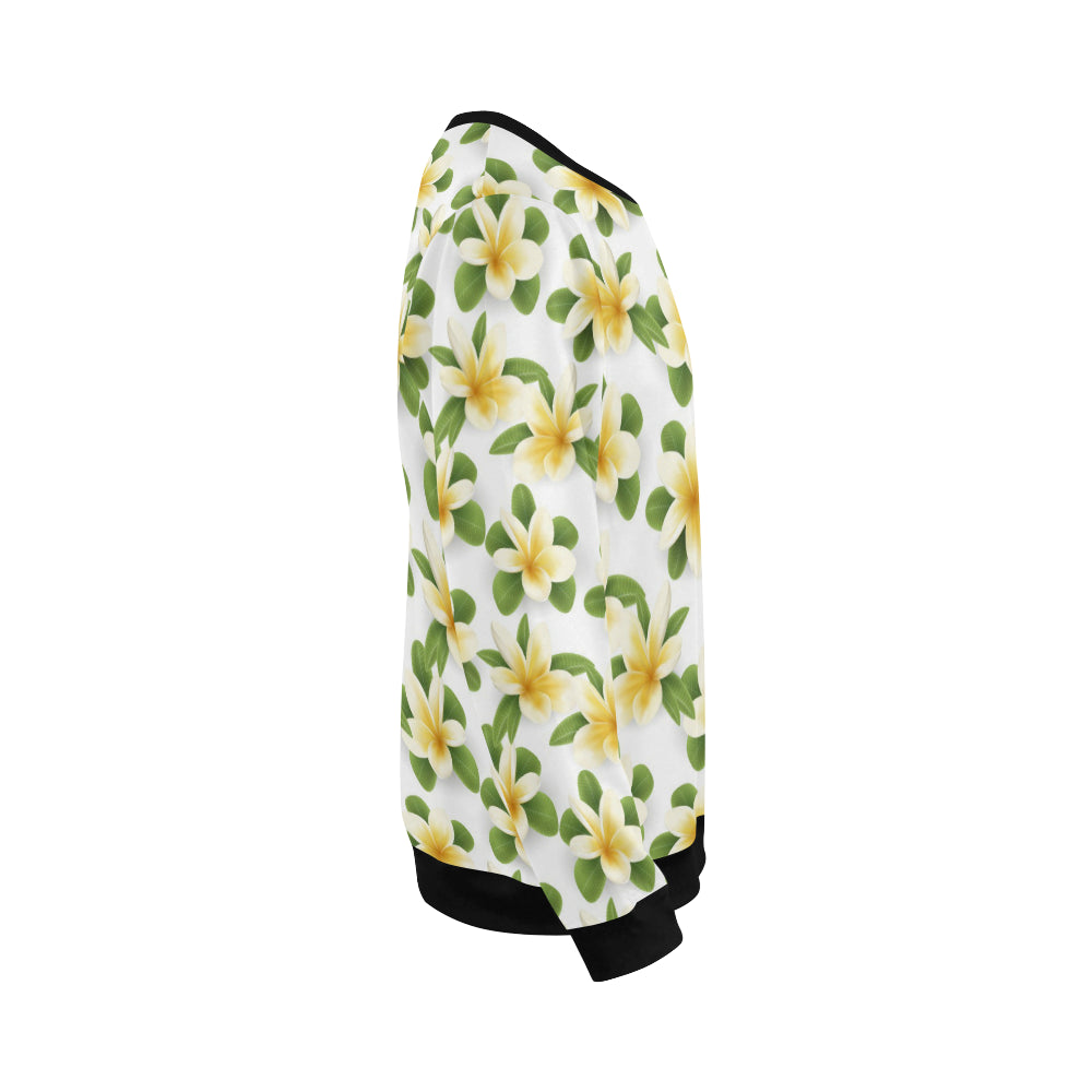 Yellow Plumeria Pattern Print Design PM012 Men Long Sleeve Sweatshirt