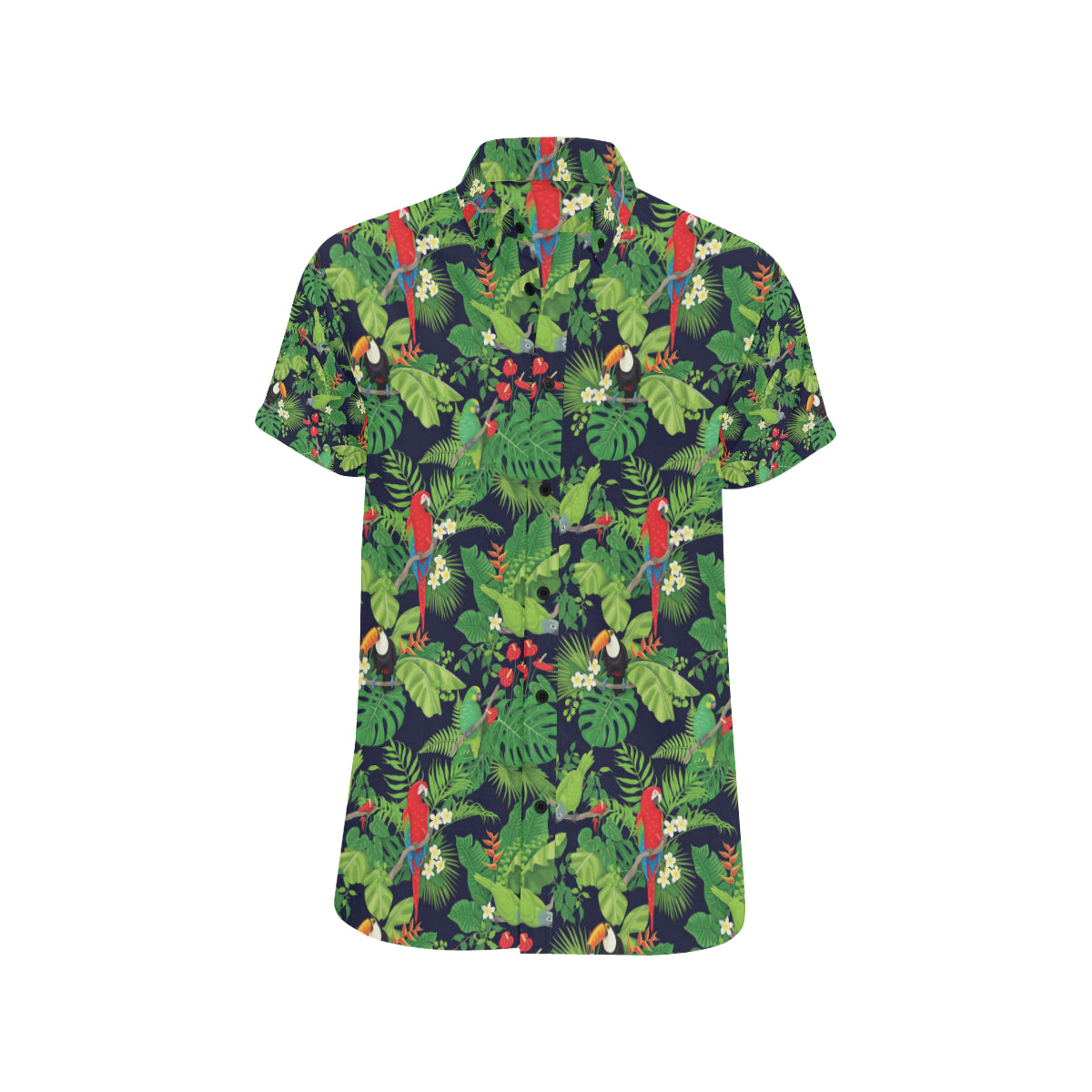 Rainforest Parrot Pattern Print Design A03 Men's Short Sleeve Button Up Shirt