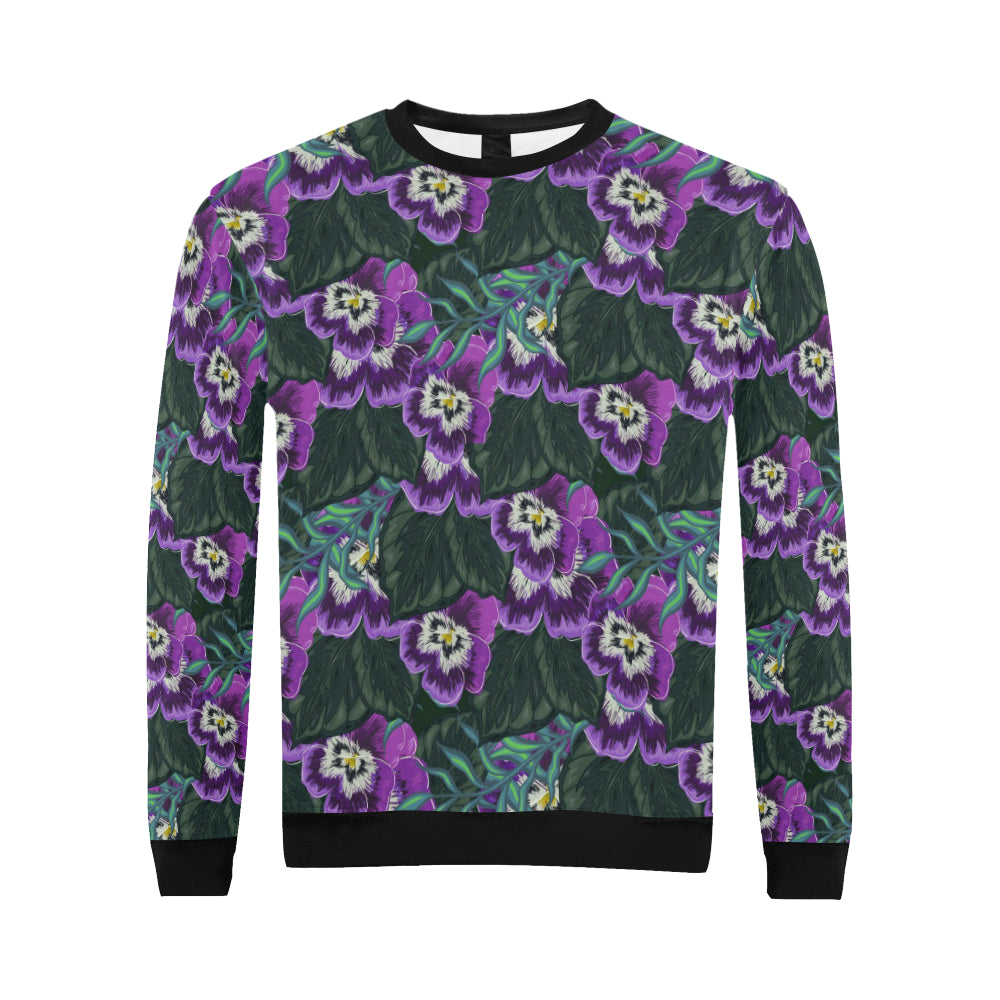 Pansy Pattern Print Design PS07 Men Long Sleeve Sweatshirt